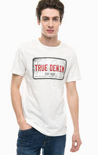 Белая хлопковая футболка с принтом Mustang