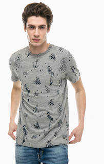 Серая хлопковая футболка с принтом Mustang