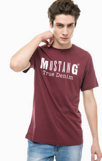 Бордовая футболка из хлопка Mustang