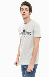 Серая хлопковая футболка с принтом Mustang