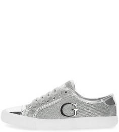 Серебристые кеды с лаковыми вставками Guess