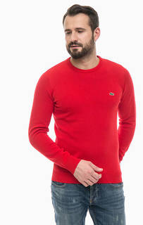 Красный хлопковый джемпер с круглым вырезом Lacoste