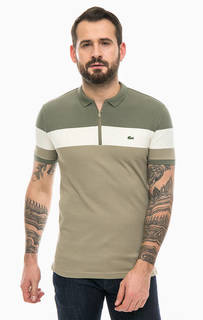 Хлопковая футболка поло цвета хаки Lacoste