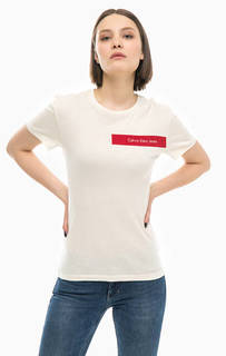 Хлопковая футболка с логотипом бренда Calvin Klein Jeans