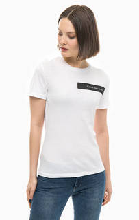 Хлопковая футболка с логотипом бренда Calvin Klein Jeans