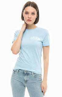 Синяя хлопковая футболка Calvin Klein Jeans