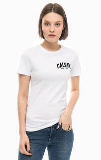 Белая хлопковая футболка Calvin Klein Jeans