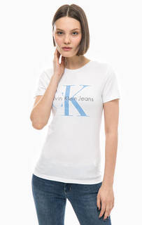 Хлопковая футболка с вышивкой Calvin Klein Jeans