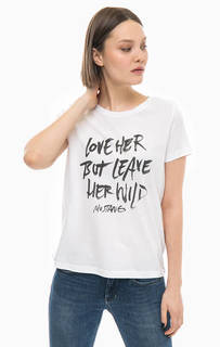 Белая хлопковая футболка с принтом Mustang