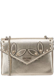 Золотистая сумка с металлической отделкой Guess