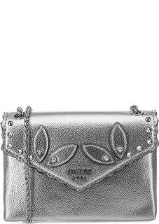 Серебристая сумка с металлической отделкой Guess