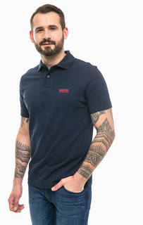 Синяя футболка поло с логотипом бренда Barbour