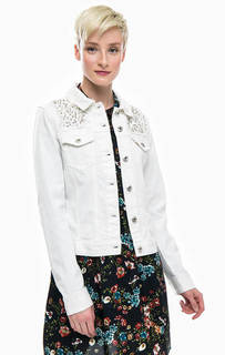 Белая джинсовая куртка с отделкой бусинами Only