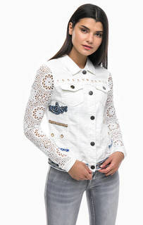 Джинсовая куртка с кружевными рукавами Desigual