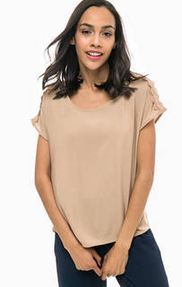 Бежевая блуза из вискозы с кружевными вставками Vero Moda