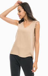 Бежевый топ из вискозы с глубоким вырезом Vero Moda