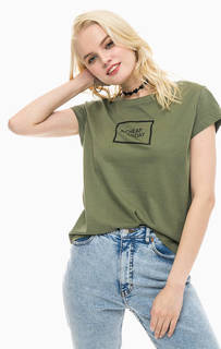 Хлопковая футболка цвета хаки с принтом Cheap Monday
