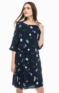 Синее платье с поясом Selected