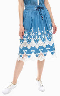 Джинсовая юбка с кружевными вставками Desigual