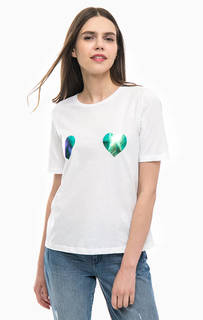 Белая хлопковая футболка с принтом Only