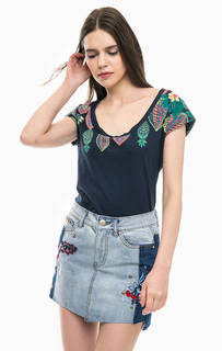 Синяя футболка с принтом Desigual