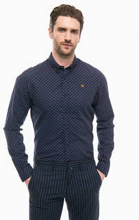 Синяя хлопковая рубашка с длинными рукавами Scotch&Soda