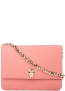 Розовая кожаная сумка с откидным клапаном Cavalli Class