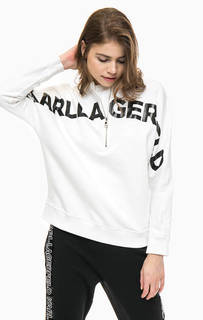 Белый свитшот с молнией на вороте Karl Lagerfeld