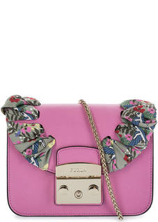 Маленькая кожаная сумка с декоративной лентой Furla