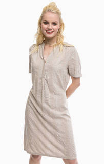 Бежевое платье средней длины с животным принтом Blue Seven