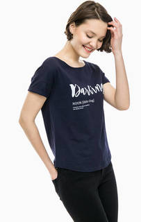 Синяя хлопковая футболка с принтом S.Oliver