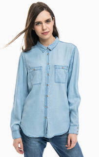 Синяя приталенная рубашка с карманами Gaudi