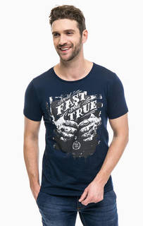 Синяя хлопковая футболка с принтом Gaudi