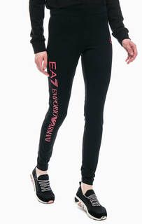 Черные леггинсы с логотипом бренда EA7