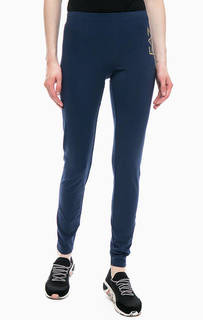 Синие леггинсы с блестящим принтом EA7