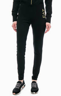 Черные леггинсы с блестящим принтом EA7