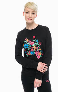 Хлопковый свитшот с цветочным принтом EA7