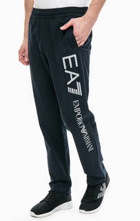 Синие брюки с логотипом бренда EA7