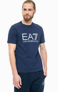 Хлопковая футболка с логотипом EA7