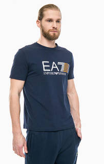 Хлопковая футболка с контрастным принтом EA7