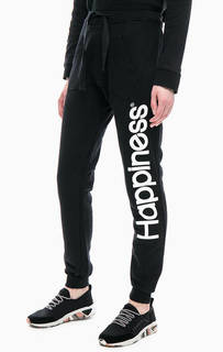 Черные брюки джоггеры с карманом-кенгуру Happiness