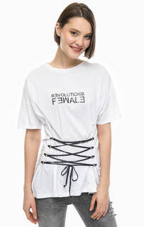 Белая туника-футболка со шнуровкой Kocca