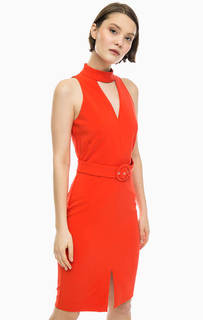 Красное платье-футляр с ремнем Kocca
