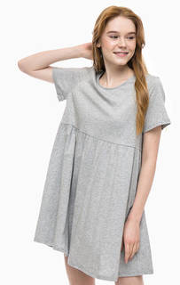 Серое платье из хлопка свободного кроя Glamorous