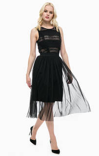 Черное платье с прозрачными вставками MET