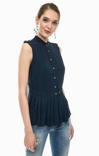 Синяя блуза с плиссированной вставкой Kocca