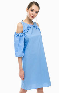 Синее хлопковое платье с открытыми плечами Kocca