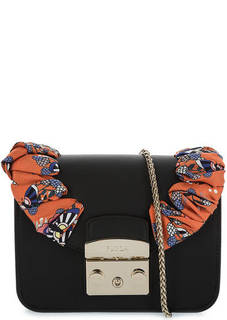 Маленькая кожаная сумка с декоративной лентой Furla