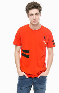 Оранжевая хлопковая футболка с принтом Jack & Jones