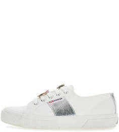 Белые кеды со съемным металлическим декором Superga